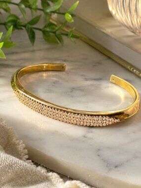 Kate Spade New York “Raise The Bar” Gold Pavé Cuff Bracelet NWT